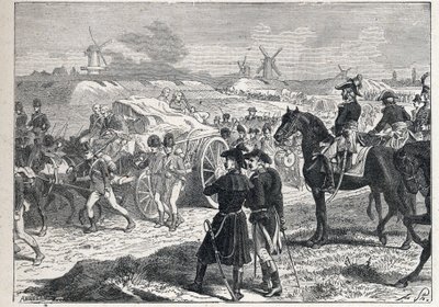 Segunda coalición: el ejército francés comandado por el Mariscal Brune venció a las tropas inglesas del Duque de York en Holanda, octubre de 1799 de French School