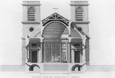 Segunda sección transversal de la iglesia Saint-Philippe-du-Roule, París de French School