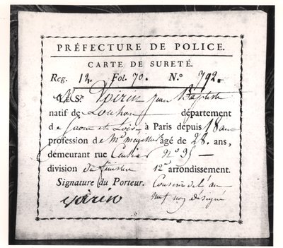 Tarjeta de seguridad, 1808 de French School