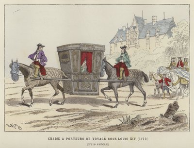 Silla de manos llevada por caballos, reinado de Luis XIV de Francia, 1715 de French School