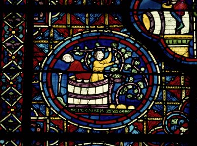 Septiembre, de la Ventana del Zodiaco, siglo XIII de French School