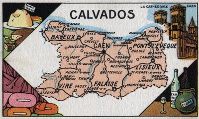 Serie de los mapas de los departamentos franceses: Le Calvados, principios del siglo XX (cromo) de French School