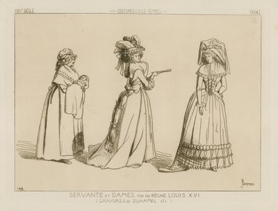 Sirviente y damas, fin del reinado de Luis XVI de French School