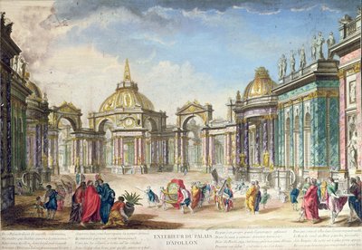 Diseño de escenario para el exterior del Palacio de Apolo, publicado en París, 1748 de French School