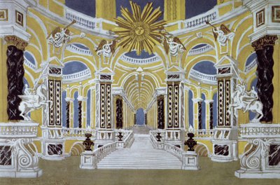 Diseño de escenario para La flauta mágica de Wolfgang Amadeus Mozart (1756-91) de French School
