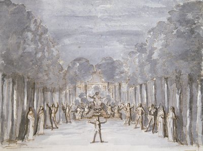Diseño de escenografía para una ópera, de una colección titulada Les Menus Plaisirs du Roi de French School
