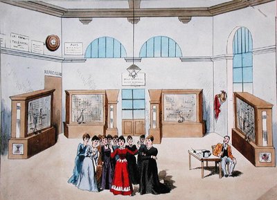 Diseño de escenario para una opereta con mujeres operadoras en una central telefónica. finales del siglo XIX de French School