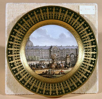 Plato de Sèvres que representa la llegada de la espada de Federico II (1712-86) el Grande, al Hotel des Invalides de French School