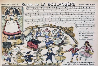 Partitura de la canción popular "Ronde de la boulangère" - imagen de Epinal, Pellerin de French School