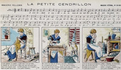 Partitura de la canción popular “la petite Cinderella” - imagen de Epinal de French School