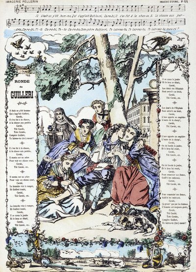Partitura de la canción "Ronde de Guilleri" - imagen de Epinal de French School