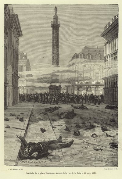 Disparos en la Place Vendôme, París, Comuna de París, 23 de marzo de 1871 de French School