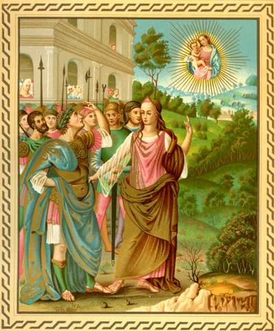 Sibila de Tiburtis anunciando a Augusto la venida de Jesucristo. de French School