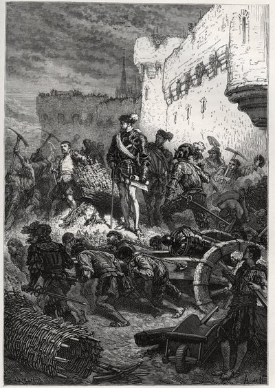 Sitio de Metz (1552) - Francois de Guise y las obras en las murallas de Metz - grabado de “The history of France told to my grandchildren” - por Francois Guizot - 1872-1876 de French School