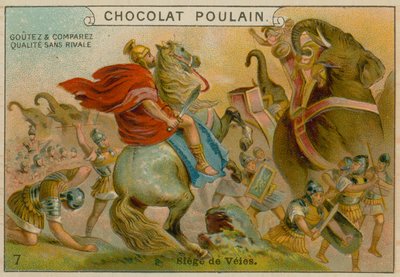 Asedio de Veii, tarjeta comercial de Chocolat Poulain de French School