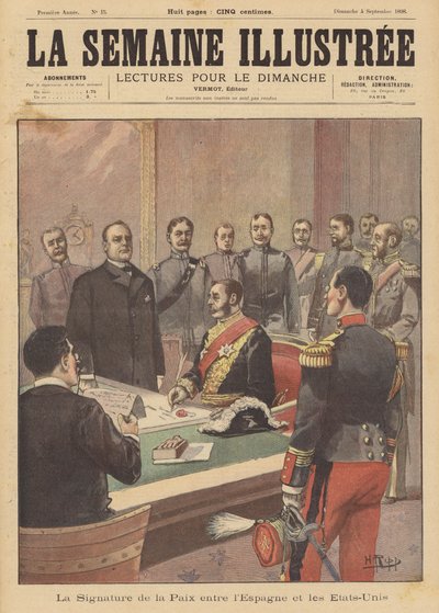 Firma de un Protocolo de Paz que pone fin a las hostilidades en la Guerra Hispanoamericana, Washington DC, 12 de agosto de 1898 de French School