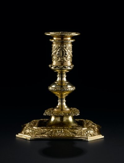 Candelabro de plata dorada con boquilla desmontable, del servicio de tocador Lennoxlove, propiedad de Frances Teresa Stewart, Duquesa de Richmond y Lennox: Francia, París, por Pierre Masse, 1661 - 1662 de French School