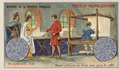 Denier de plata de Reims del reinado de Luis V, 986 de French School