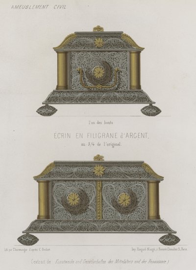 Cofre de filigrana de plata de French School