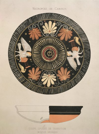 Sirenas, copia de un jarrón griego antiguo original de la necrópolis de Camiros de French School