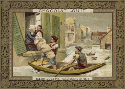 Hermana Joseph ayudando a rescatar personas en las inundaciones de 1875 de French School