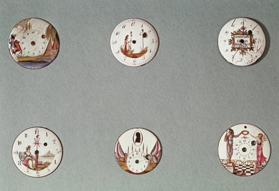 Seis relojes de bolsillo decorados con símbolos revolucionarios (metal y esmalte) de French School