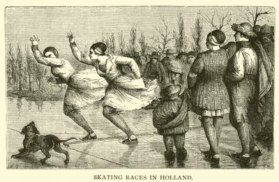 Carreras de patinaje en Holanda (grabado) de French School