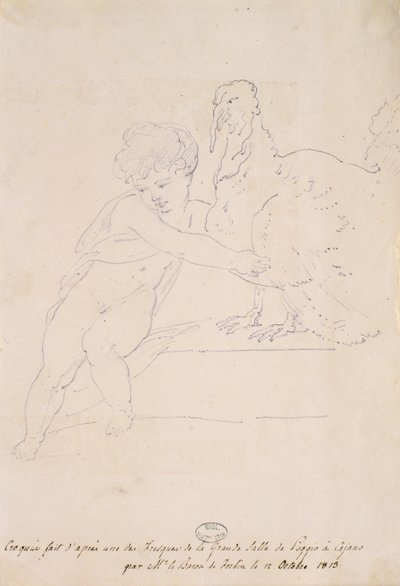 Boceto del Gran Salón en Poggio a Caiano, 12 de octubre de 1813 de French School