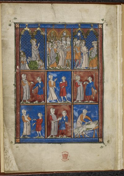 Sloane MS 1977 fol.5v Nueve miniaturas que muestran escenas bíblicas y médicas, Chirurgia de French School