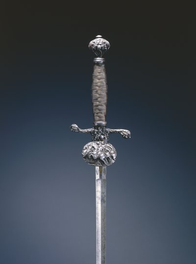 Espada pequeña (acero, incrustaciones de aleación de cobre, madera y alambre de acero) de French School