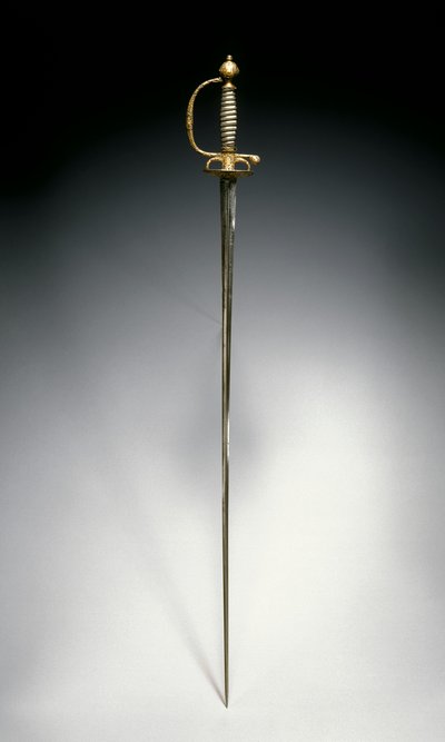 Espada pequeña, París, c.1730 (acero dorado y azulado con alambre de plata) de French School