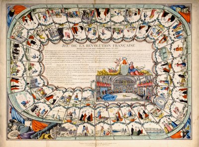 Tablero de serpientes y escaleras basado en la Revolución Francesa, 1791 de French School