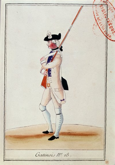 Soldado del Regimiento de Granaderos Gatinois, c.1780 de French School