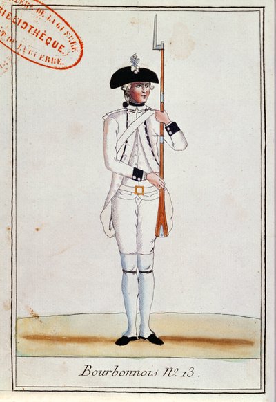 Soldado del Regimiento de Bourbonnois, c.1780 de French School