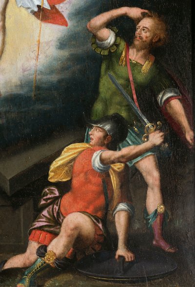 Soldados durante la resurrección (detalle) de French School