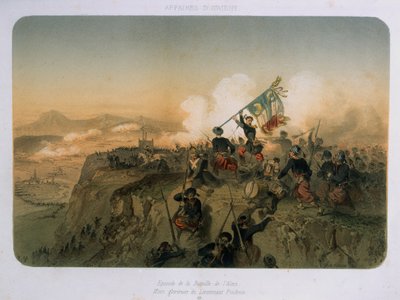 Soldados bajo ataque en la batalla de Alma el 20 de septiembre de 1854, 1854 de French School
