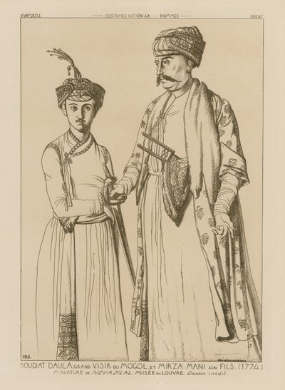 Soudiat Daula, Gran Visir de los Mongoles y su hijo, Mirza Mani (1774) de French School