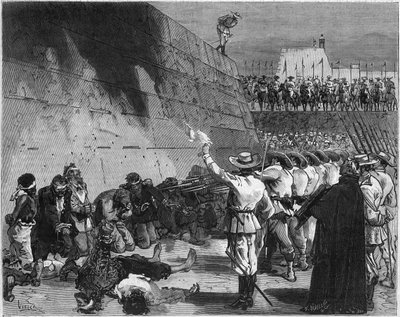Guerra Hispanoamericana o Guerra de Independencia de Cuba (1868-1898) entre España y América del Norte: el ejército español ejecutó a los prisioneros del barco estadounidense “The Virginius” en Santiago de Cuba en noviembre de 1873. “El Asunto Virginius” e de French School