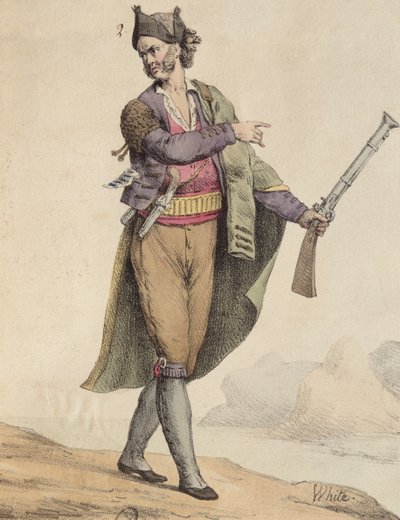 Contrabandista español del área de Cádiz, 1815, grabado por Langlume de French School