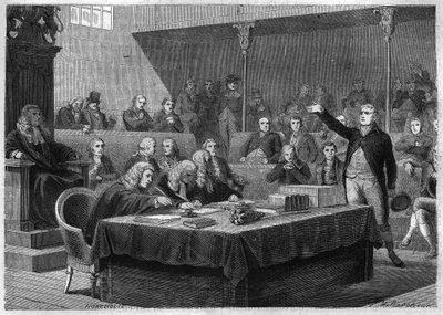 Discurso del diputado Fox al Parlamento de Inglaterra sobre la invasión de Suiza por Francia, noviembre de 1802 - Grabado de "Histoire du Consulat et de l