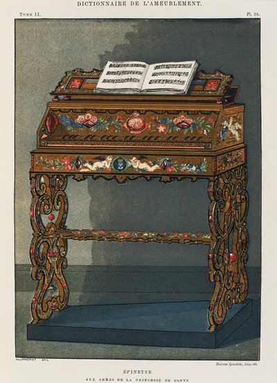 Espineta con el escudo de armas de la Princesa de Conti de French School