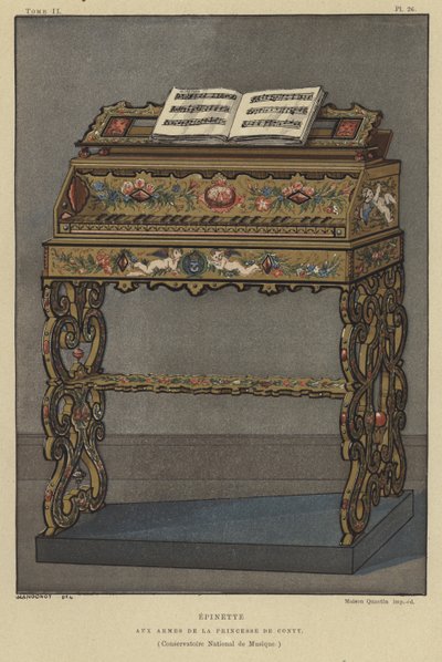 Espineta con el escudo de armas de la Princesa de Conti de French School