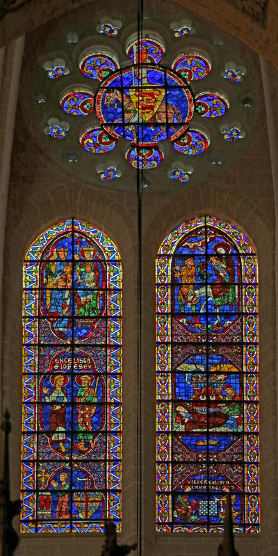 San Juan y Santiago; Adoración de los Magos; La Natividad; La Huida a Egipto; caballero Beaufort; donantes de French School