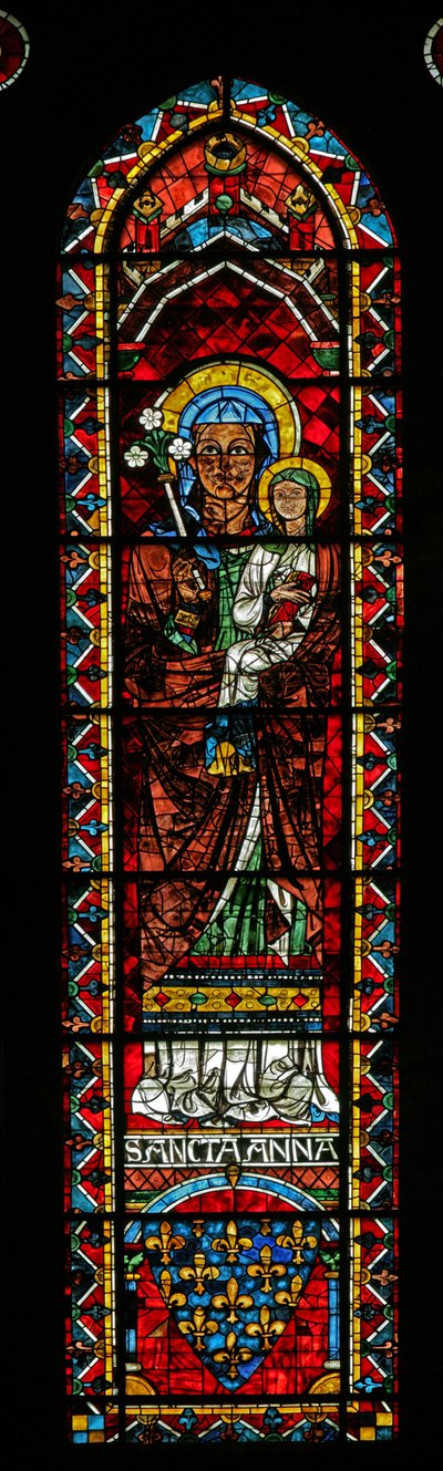 Santa Ana con la Virgen; armas de Francia de French School