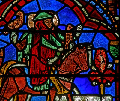 Ventana de San Cheron: caballo y perro de French School