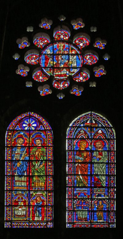 San Cosme, San Damián, San Gervasio y Proteo; sacerdotes donantes; la Virgen y el Niño arriba de French School