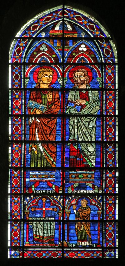 San Cosme y San Damián; sacerdote donante Geoffrey de French School