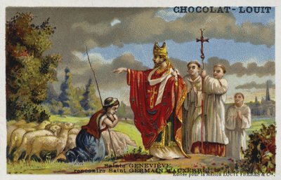 Santa Genoveva encontrándose con San Germán de Auxerre, 429 de French School