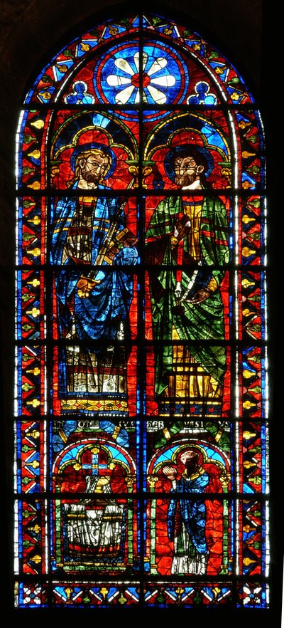 San Gervasio y San Protus con un sacerdote donante de French School
