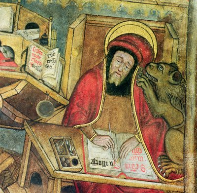 San Marcos escribiendo su evangelio (detalle) de French School